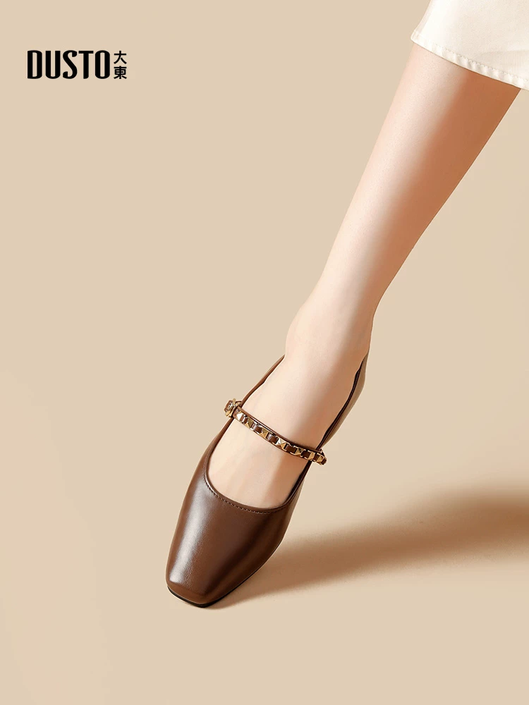 Giày Mary Jane kiểu Pháp sang trọng của Dadong dành cho nữ, bộ sưu tập thu mới 2025, phù hợp với chân váy, gót thấp, gót thô, miệng giày nông.