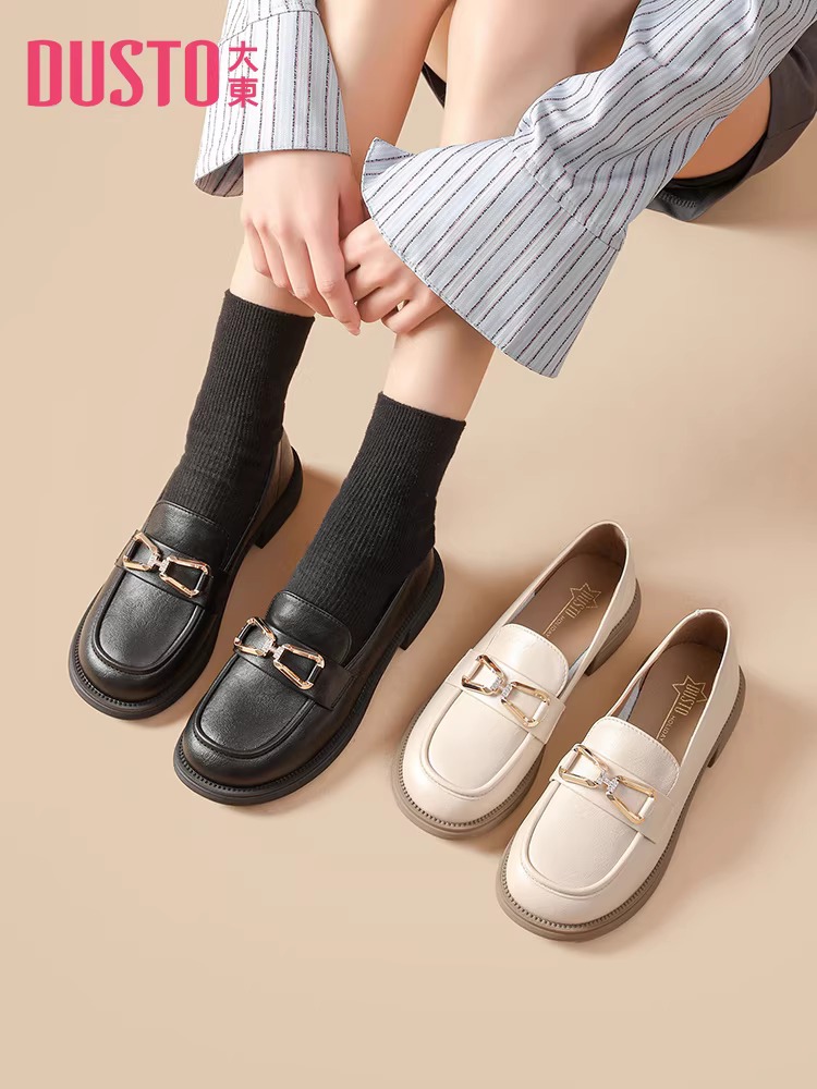 Giày lười nữ mũi tròn 2025 kiểu mới thu đông đế dày đa năng phong cách Anh Quốc kiểu lười mềm mại