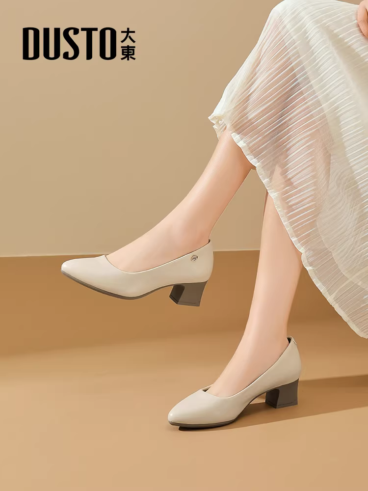 Giày công sở nữ Dadong màu đen, kiểu dáng mới mùa thu 2025, gót dày, cao gót, thoải mái, chuyên nghiệp.