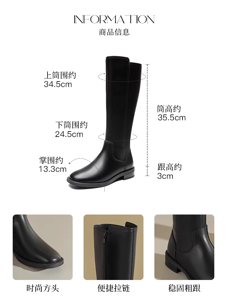 Giày bốt cao cổ nữ Dadong mẫu mới thu đông 2025, đế dày, kiểu dáng thon gọn, bốt cao cổ đi xe dành cho người nhỏ nhắn.