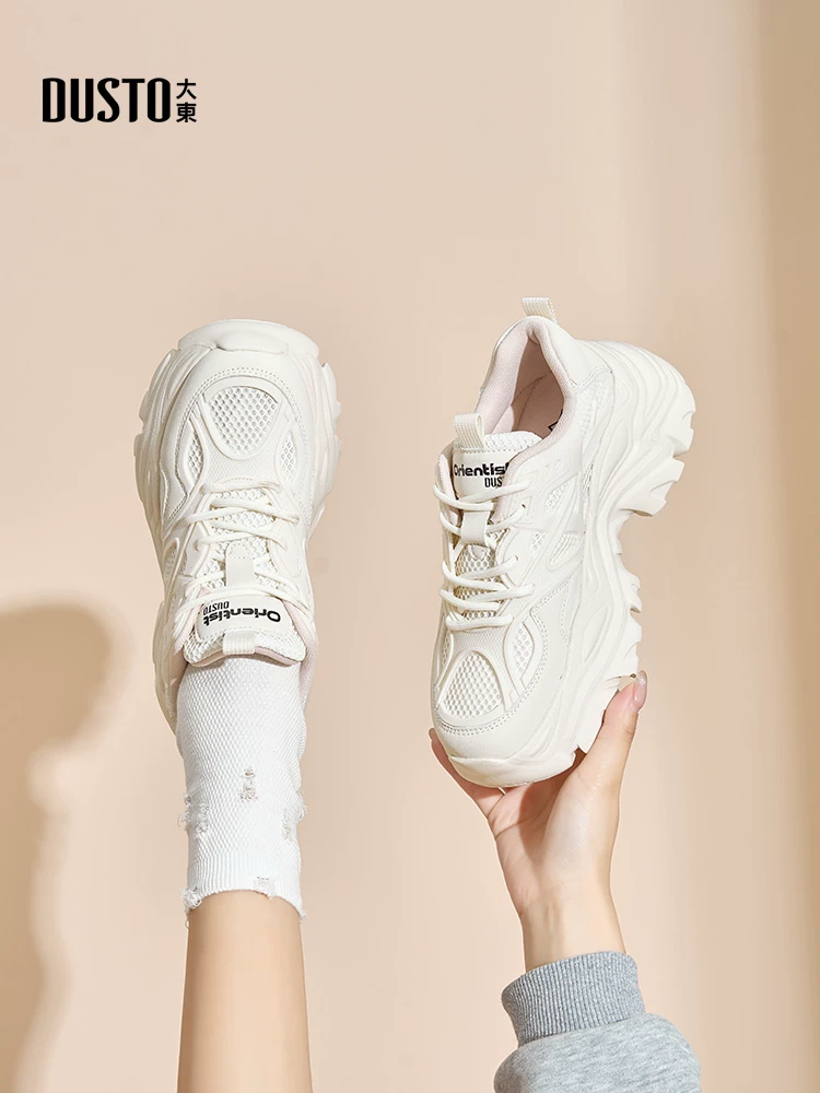 Giày thể thao đế dày cho nữ, mẫu mới thu đông 2025, giày tăng chiều cao đế dày, giày thể thao đế mềm mũi tròn dành cho nữ.