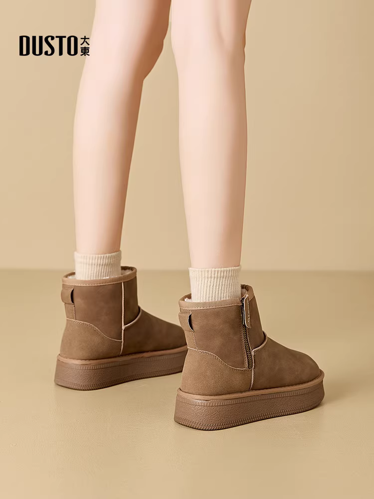 Giày bốt tuyết đế dày Dadong dành cho nữ 2025, mẫu mới mùa đông, lót lông cừu, dày dặn, giữ ấm, giày bông nữ chống trơn trượt