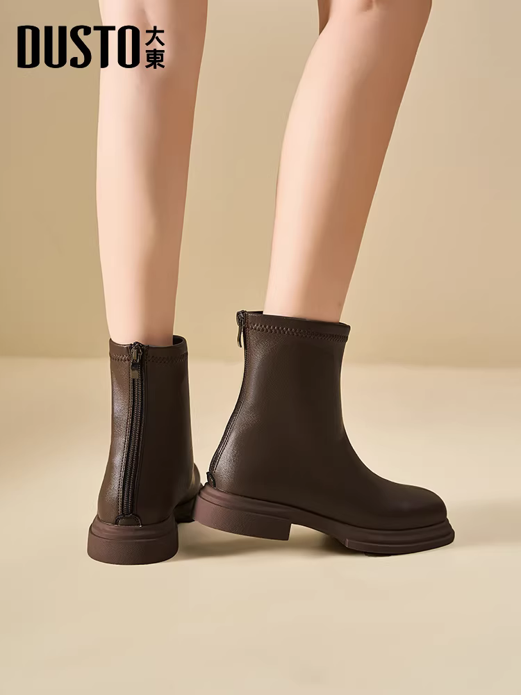 Giày bốt cổ ngắn Dadong retro nữ 2025, mẫu mới thu đông, đế dày, kiểu dáng thời thượng, giày Chelsea nữ năm nay