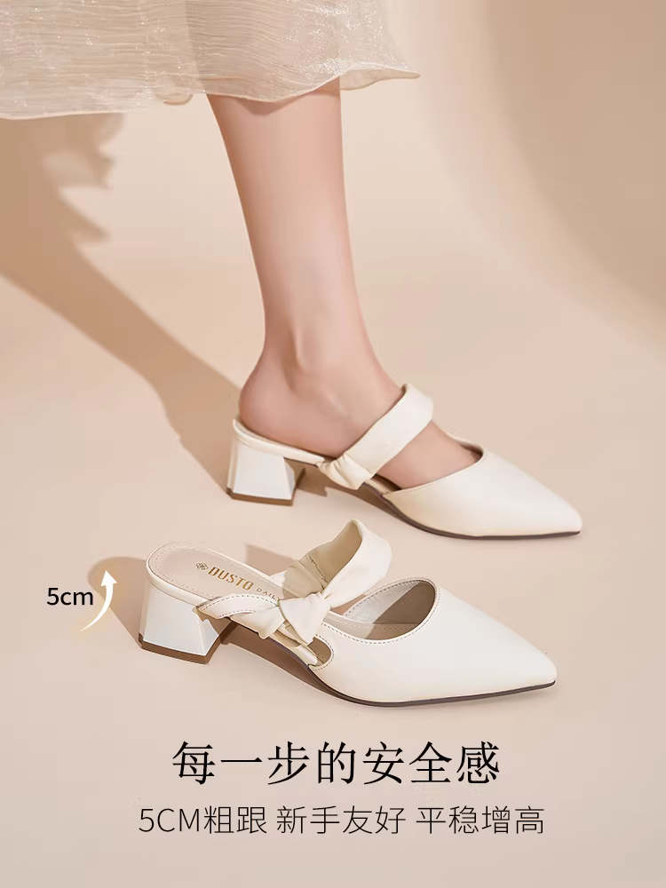 Dép cao gót kín mũi Dadong dành cho nữ, mẫu mới hè 2025, đi ngoài trời, đẹp, đa năng, sandal mùa hè mũi nhọn cao gót