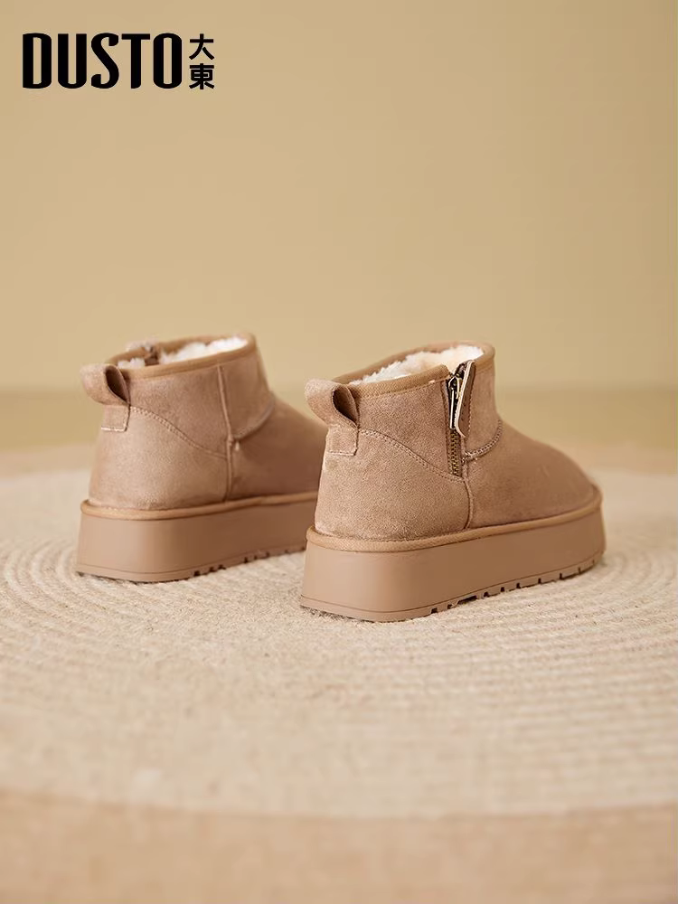 Giày bốt đi tuyết Dadong dành cho nữ, giày nữ lót lông cừu và dày dặn mùa đông, giày mùa đông mới 2025, giày cotton, bốt ngắn đi tuyết đế dày.