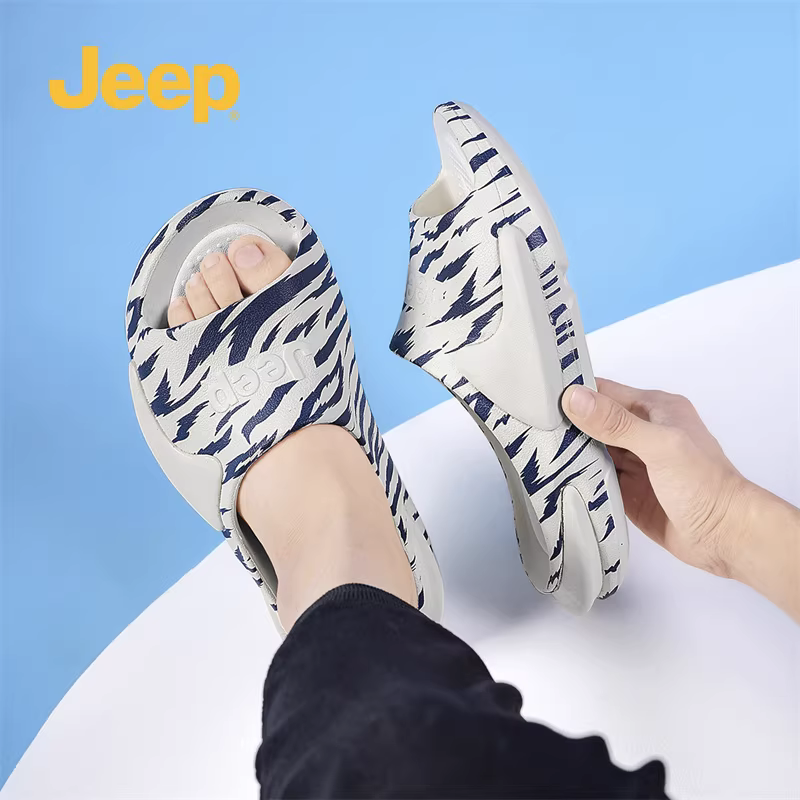 JEEP/Jeep nam mùa hè mới in hình hổ thời trang hợp thời trang dép xỏ ngón đi biển ngoài trời đế dày chống mài mòn