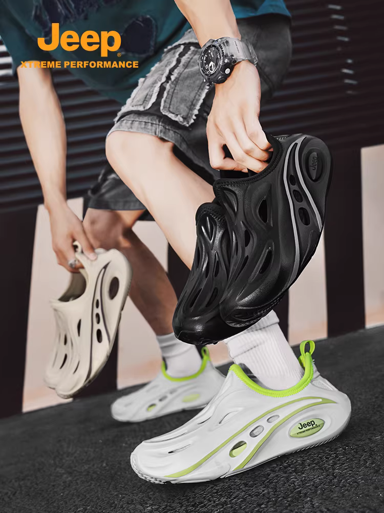 Dép nam JEEP mùa hè ngoài trời kiểu mới 2025, dép lỗ thoáng khí, dép đi biển nam