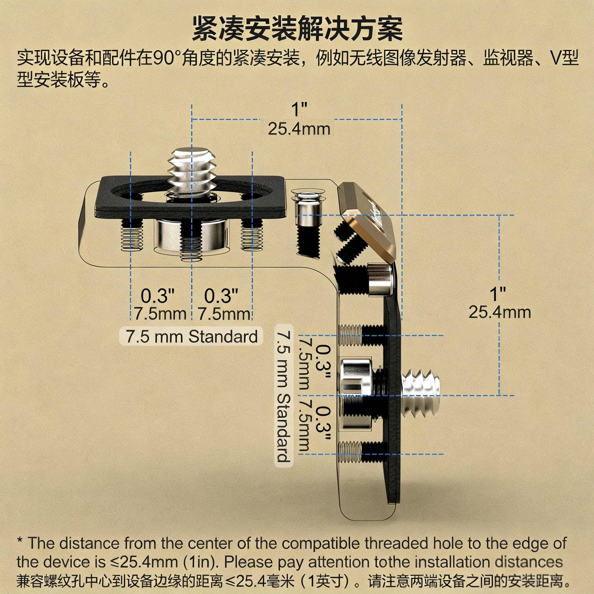 Minifocus Rabbit Cage Tấm gắn hình chữ L mini Truyền video không dây Phụ kiện gắn màn hình V-Mount Giá đỡ mở rộng góc vuông 1,2kg Tấm gắn chữ V hạng nặng 1,2kg