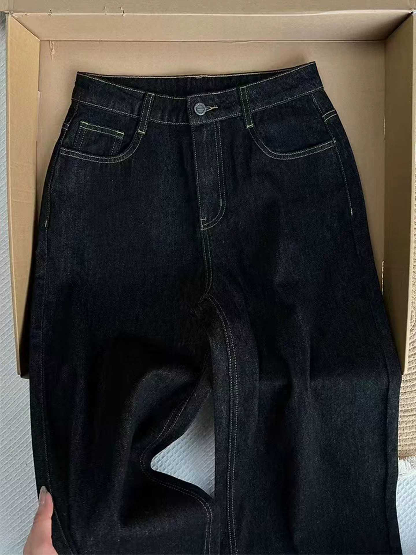 Quần jean chắp vá họa tiết da báo cổ điển dành cho nữ, mùa thu, cỡ lớn, dáng rộng, giảm béo, lưng cao, dáng quả lê, quần ống rộng thẳng