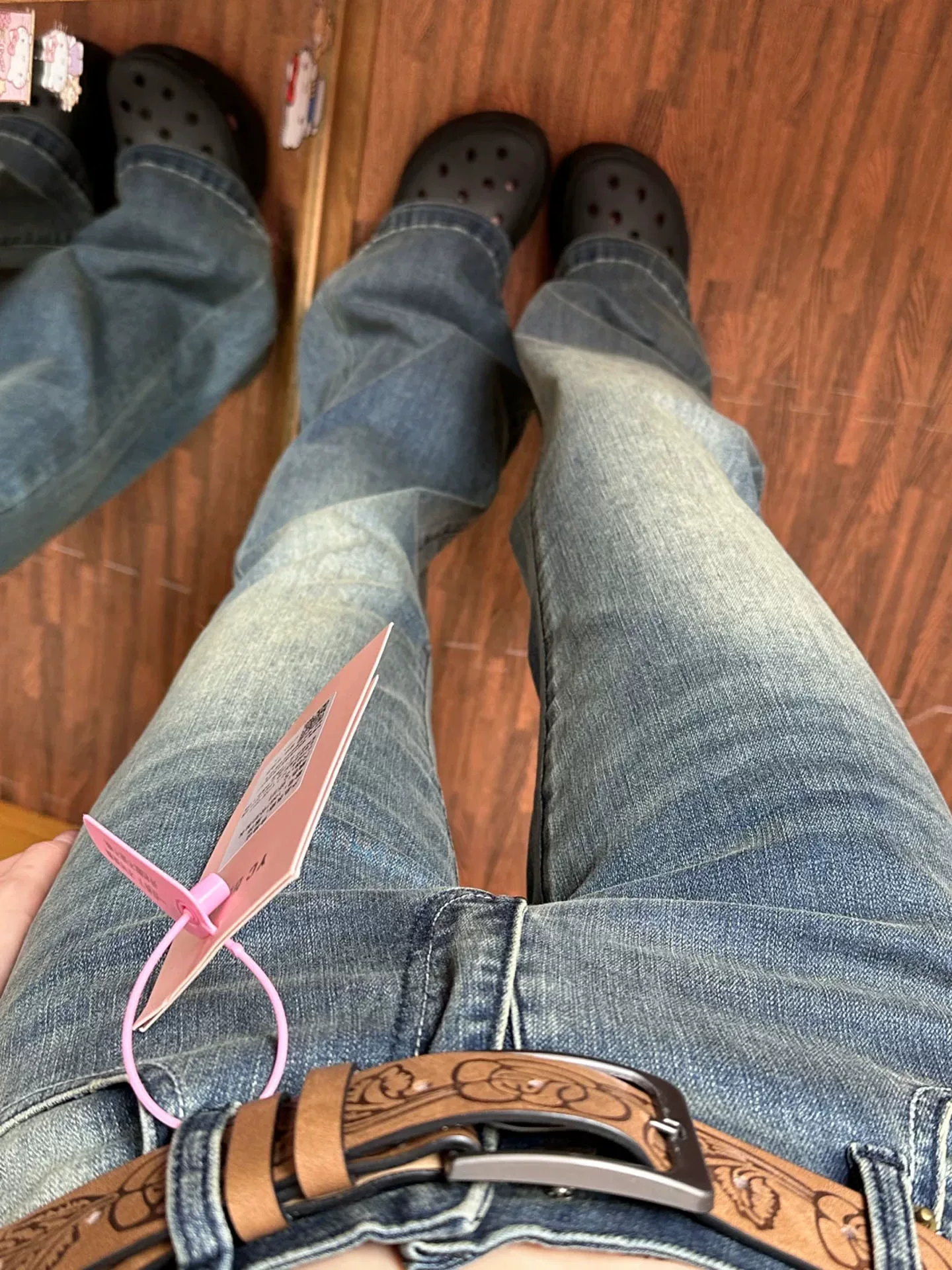 Quần jean ống loe dáng thẳng cổ điển dành cho nữ, đầu thu, size lớn, cạp cao, co giãn, che hông, dáng nhỏ nhắn, tôn dáng, quần ống loe