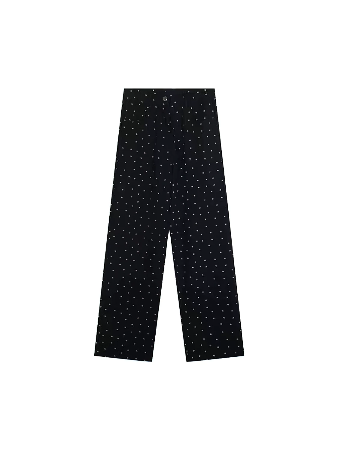 Quần jean ống đứng chấm bi phong cách Hàn Quốc dành cho nữ, phong cách đầu xuân, cỡ lớn, lưng cao, dáng rộng, giảm béo, dáng quả lê, quần ống rộng