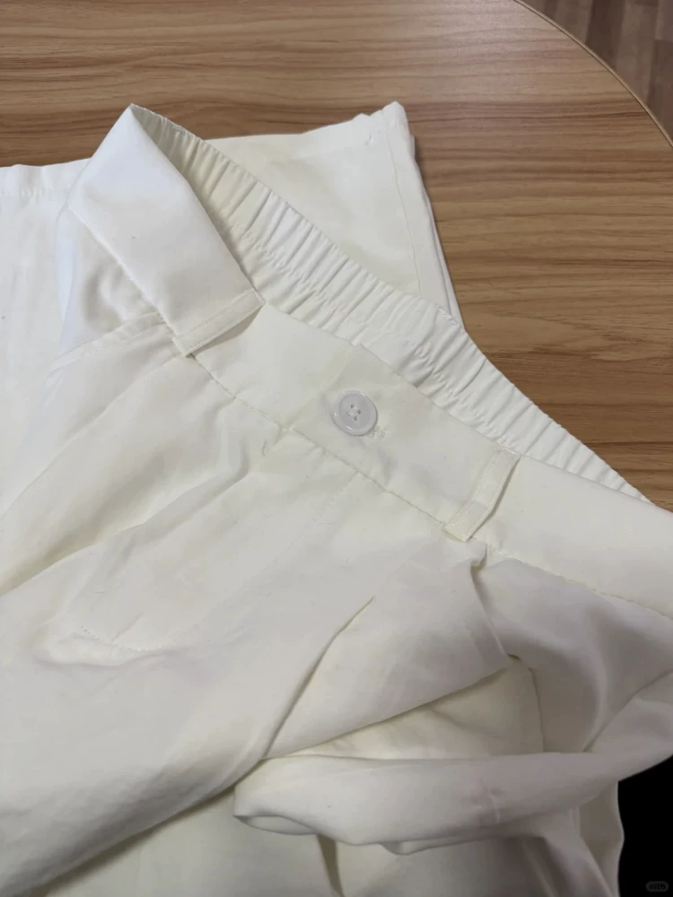 Quần âu lụa băng màu trắng sữa dành cho nữ, kiểu dáng mùa hè mới, cỡ lớn, lưng cao, dáng suôn, tôn dáng, quần Yamamoto ống rộng.