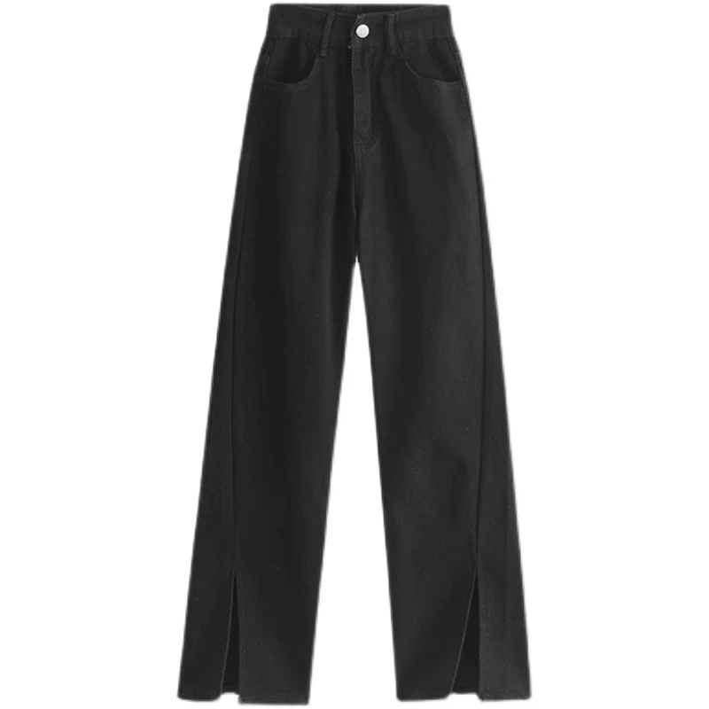 Quần ống đứng co giãn hình quả lê mùa thu đông 2022 cạp cao giảm béo cỡ lớn quần jean ống loe béo mm