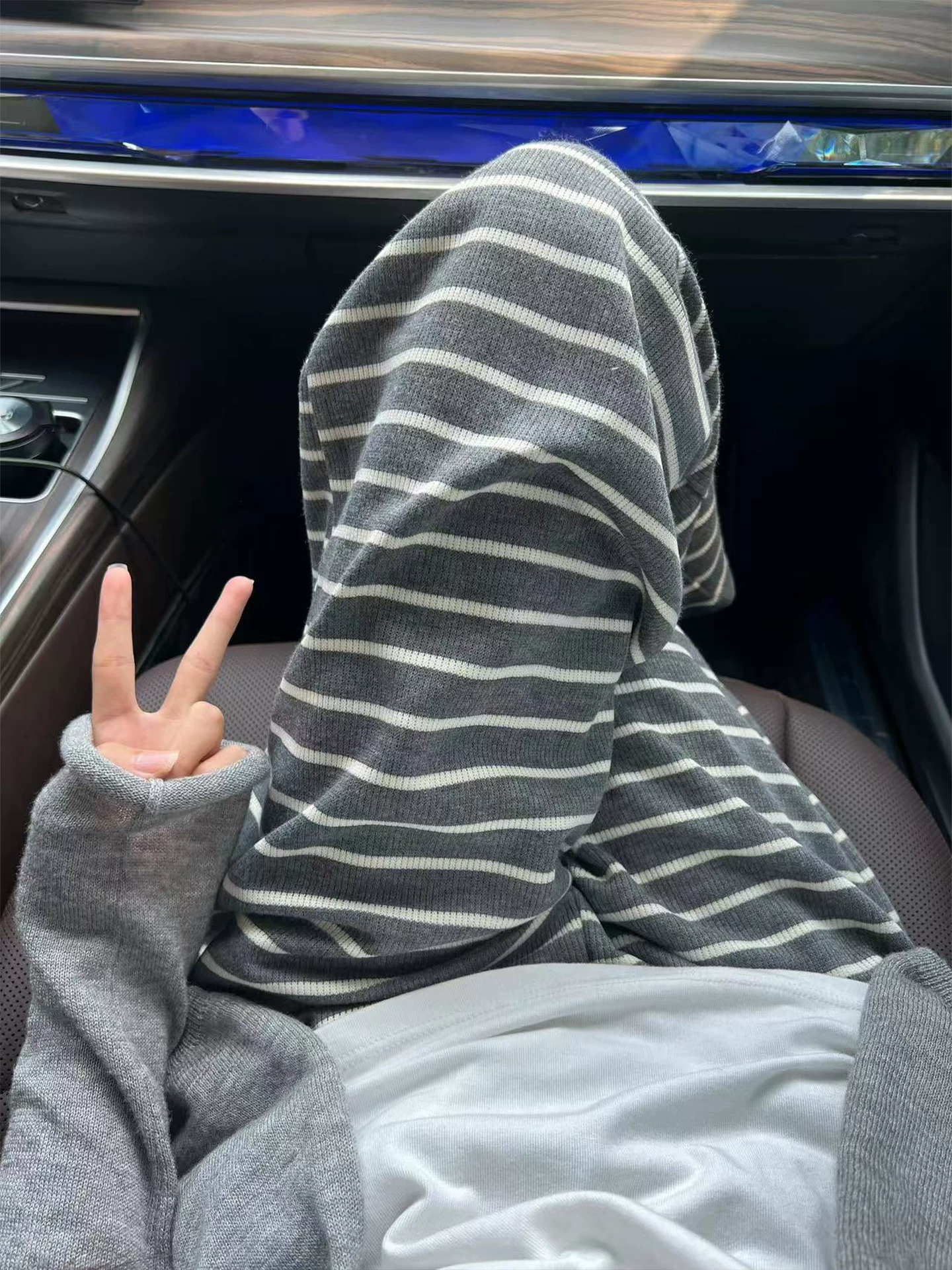 Quần ống rộng kẻ sọc thường ngày dành cho nữ, kiểu mới thu đông 2025, size lớn, cạp cao, rộng rãi, tôn dáng, chất liệu mềm mại, quần thường ngày