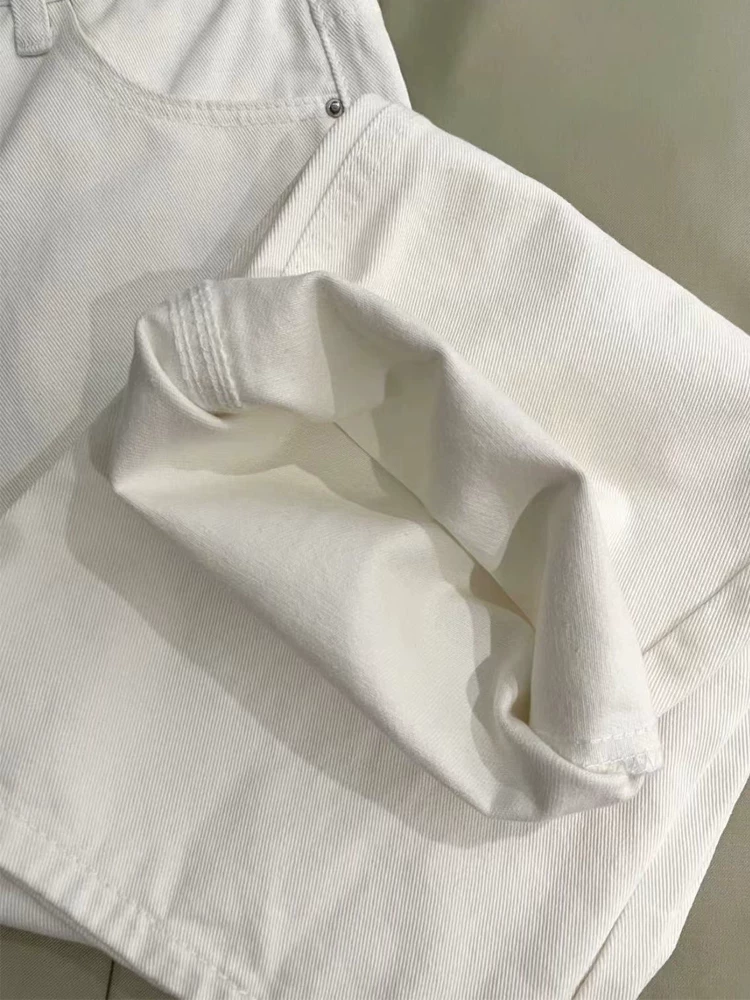 Quần jean lụa trắng dành cho nữ, kiểu dáng mỏng mùa hè, cỡ lớn, lưng cao, dáng rộng, mềm mại, tôn dáng, quần dài rộng ống rộng Tencel.