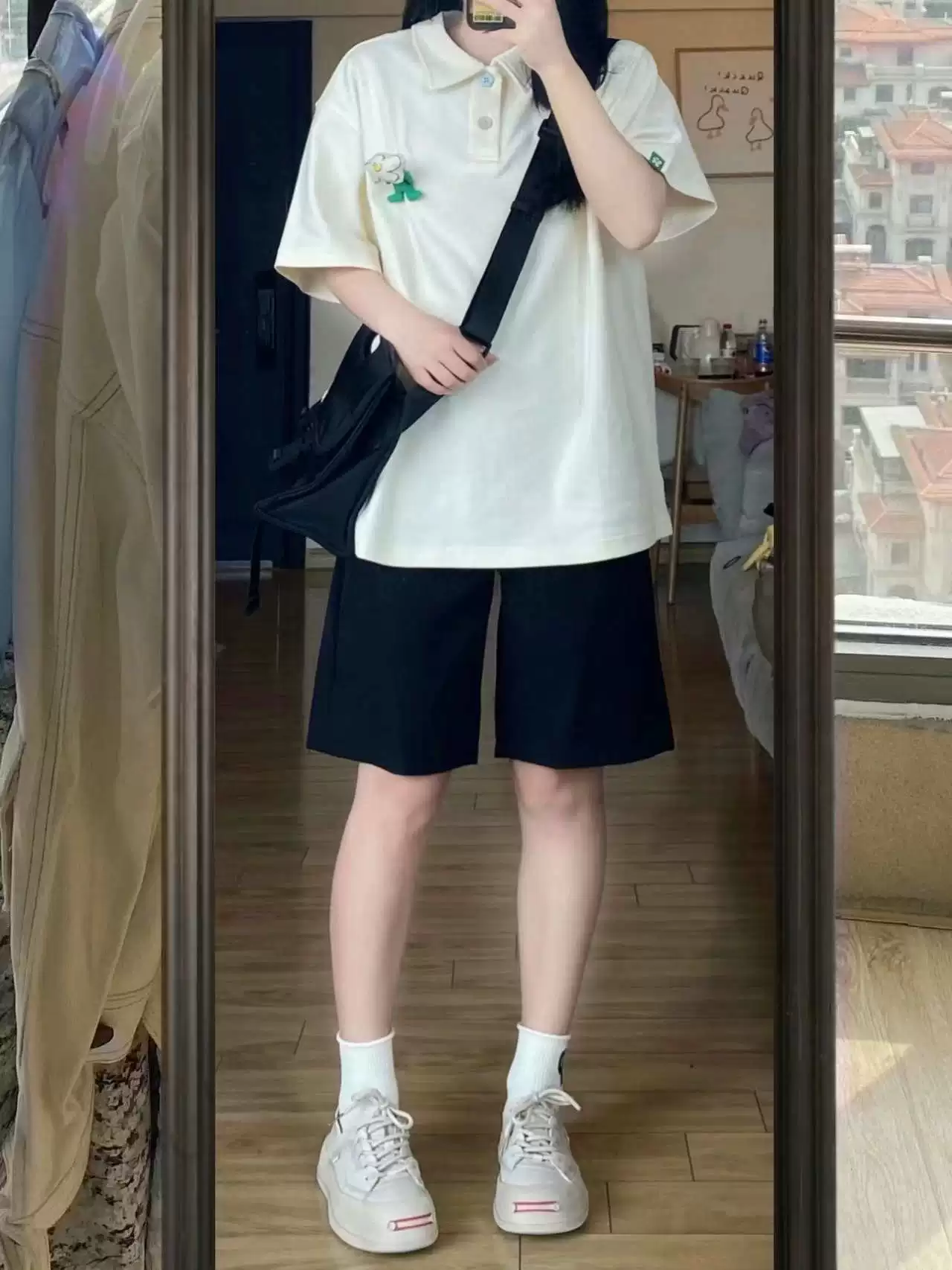 Quần short vest đen dáng quả lê, cạp cao dành cho nữ, kiểu dáng mỏng mùa hè, size lớn, che hông, tôn dáng, quần short ống rộng