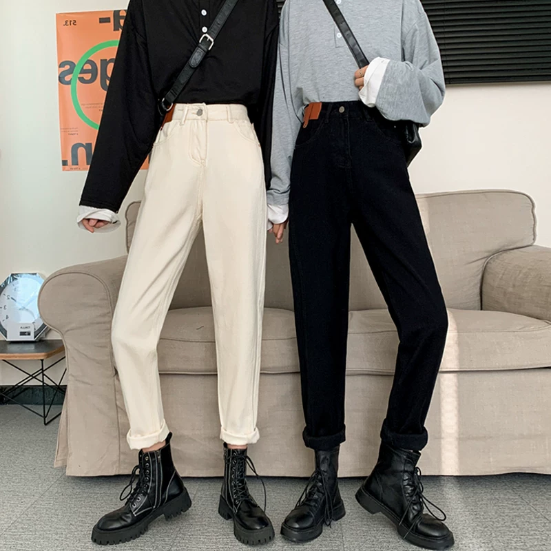 Quần jean dáng quả lê dành cho nữ 2022 phong cách đầu thu cỡ lớn béo mm quần ống rộng che hông dáng thẳng eo cao giảm béo
