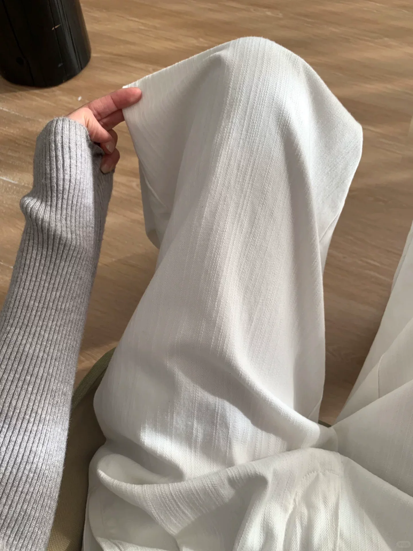 Quần ống rộng họa tiết trắng dành cho nữ, phong cách đầu thu, cỡ lớn, lưng cao, che hông, giảm béo, dáng quả lê, quần dài thường ngày