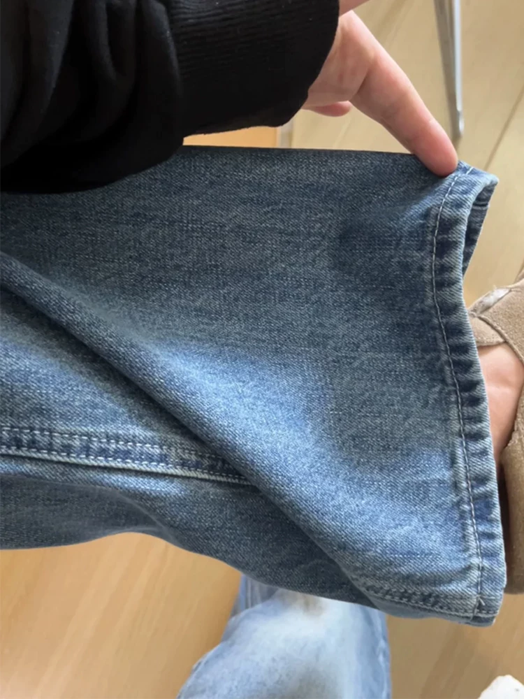 Quần jean ống loe kiểu Mỹ cổ điển dành cho nữ, mùa thu, cỡ lớn, lưng cao, tôn dáng, dành cho người có thân hình quả lê, quần ống rộng hẹp