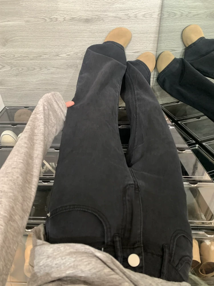 Quần jean đen Tencel dáng loe dành cho nữ, kiểu dáng mỏng mùa hè, cỡ lớn, lưng cao, dáng rộng, mềm mại, tôn dáng, quần ống loe