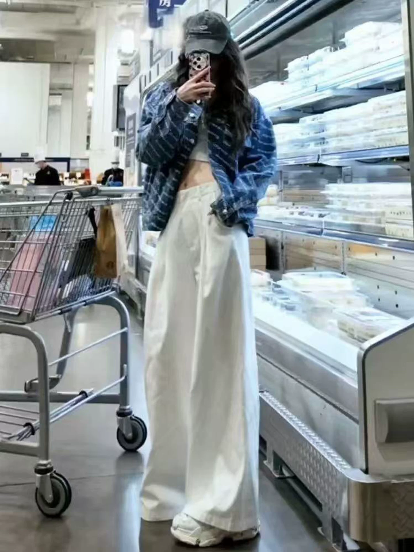 Quần jeans trắng ống rộng nữ, size lớn mùa hè, đầu thu 2025, cạp cao, dáng rộng, suôn mềm, tôn dáng, quần ống đứng.