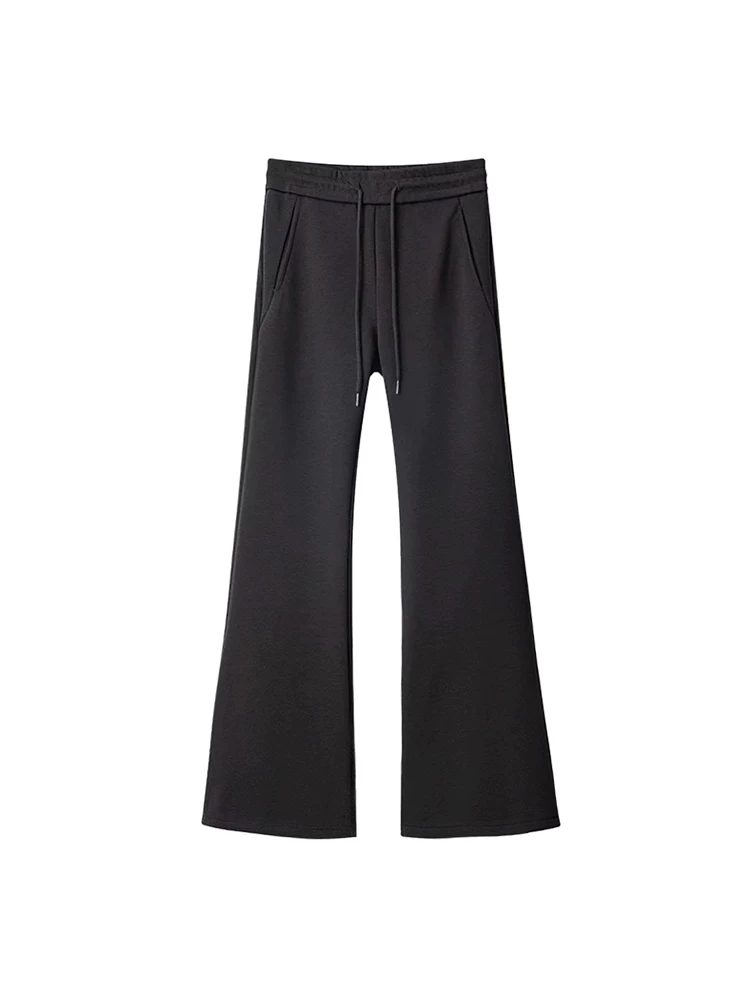 Quần ống loe dáng rộng, cạp cao, chất liệu mềm mại, kiểu dáng suông, tôn dáng, dành cho nữ có thân hình quả lê, phong cách mùa xuân sớm, size lớn.