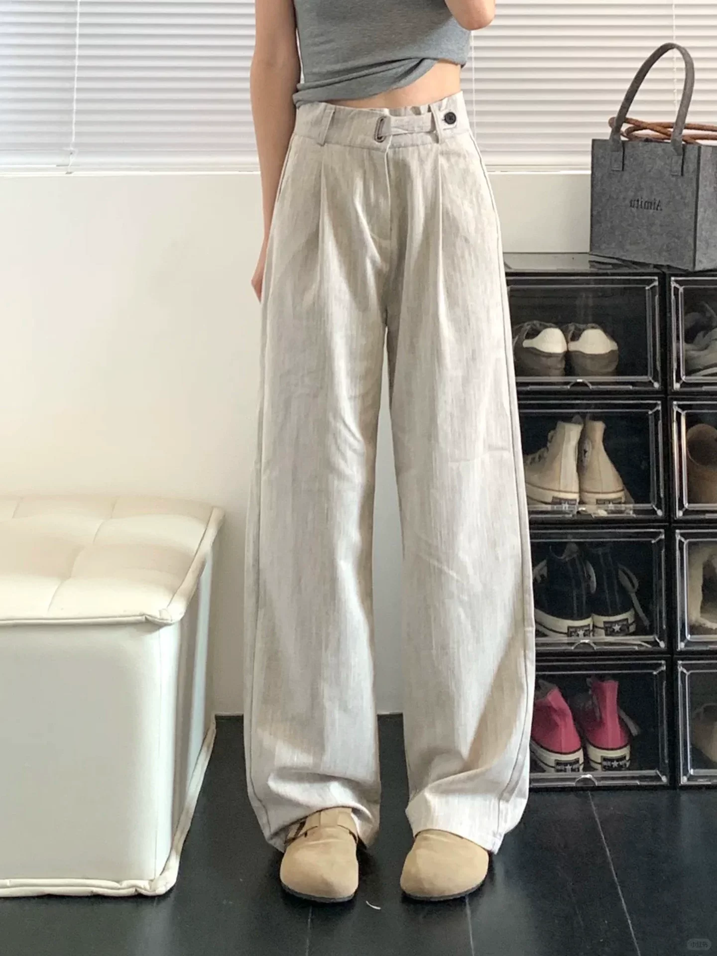 Quần ống rộng chất liệu lụa băng có họa tiết dành cho nữ, kiểu dáng thu mới, size lớn, cạp cao, mềm mại, tôn dáng, quần ống đứng mặc thường ngày