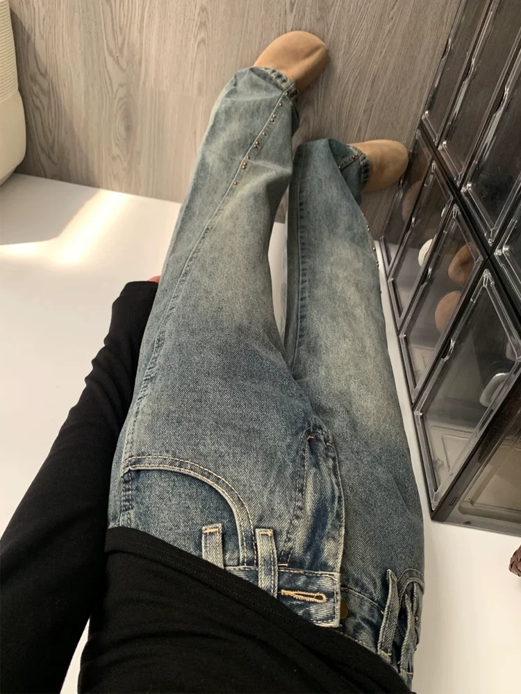 Quần jean ống loe nữ, kiểu mới thu đông, size lớn, lưng cao, dáng rộng, tôn dáng, che hông, quần ống chuông dài chạm sàn