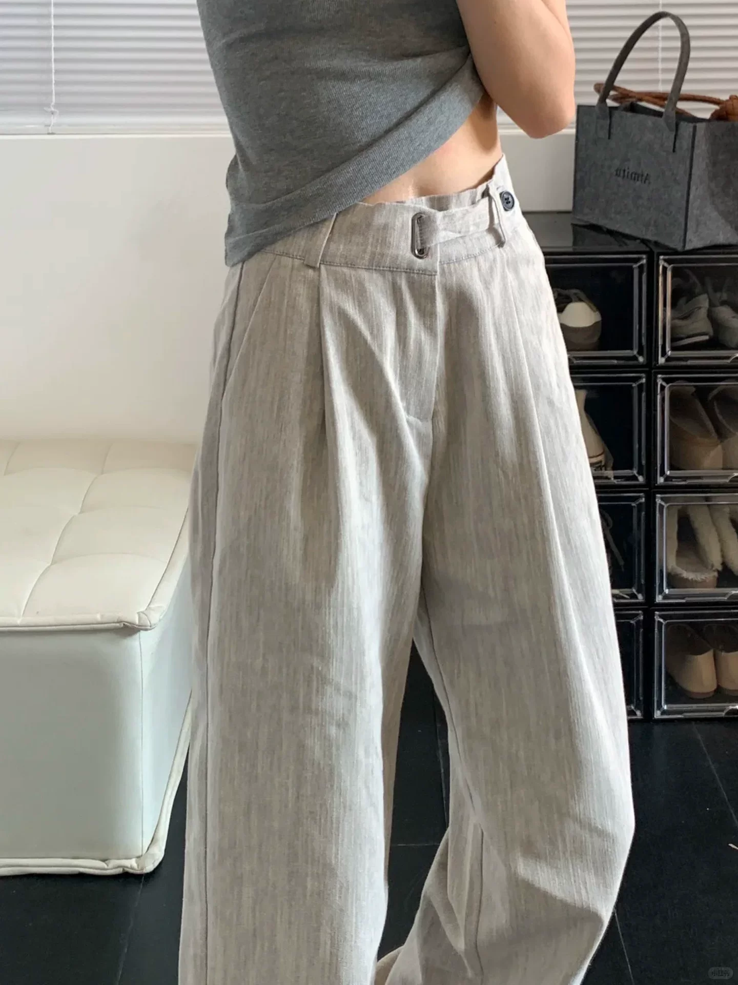 Quần ống rộng chất liệu lụa băng có họa tiết dành cho nữ, kiểu dáng thu mới, size lớn, cạp cao, mềm mại, tôn dáng, quần ống đứng mặc thường ngày