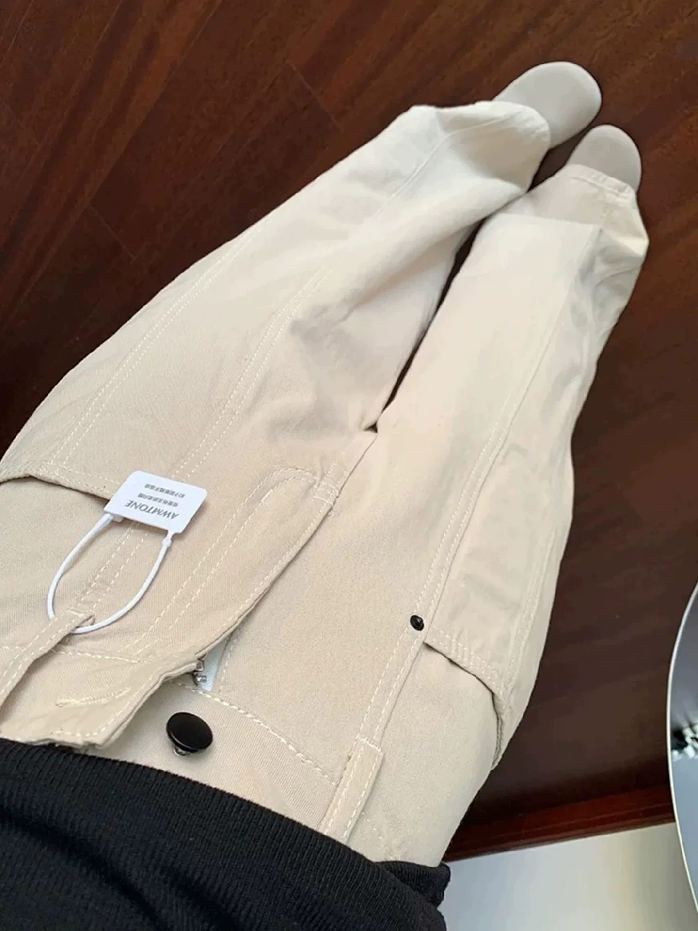 Quần jean ống đứng màu mơ dành cho nữ, phong cách đầu thu, cỡ lớn, lưng cao, dáng rộng, che hông, dáng quả lê, quần ống rộng