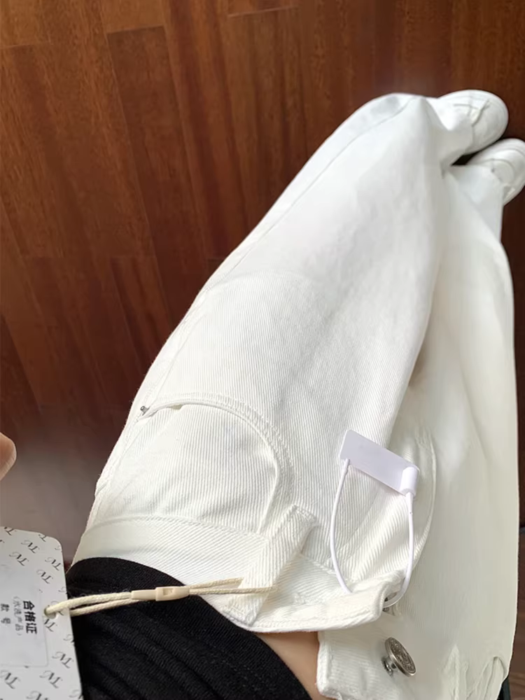 Quần jean trắng Tencel ống thẳng dành cho nữ, size lớn mùa hè, cạp cao, dáng rộng, tôn dáng, quần ống rộng, quần dài bằng vải lụa đá.