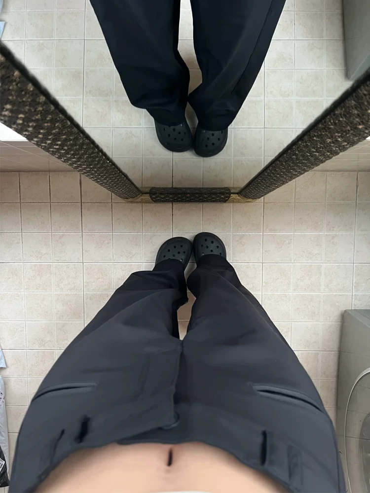 Quần âu đen nữ, kiểu mới mùa xuân, size lớn, cạp cao, chất liệu mềm mại, che hông, tôn dáng, quần ống rộng công sở