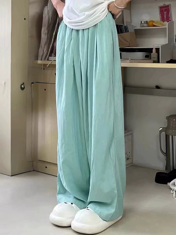 Quần Yamamoto lụa băng kiểu dáng thoải mái dành cho nữ, size lớn mùa hè, cạp cao, dáng rộng, tôn dáng, mềm mại, quần ống rộng mặc thường ngày.