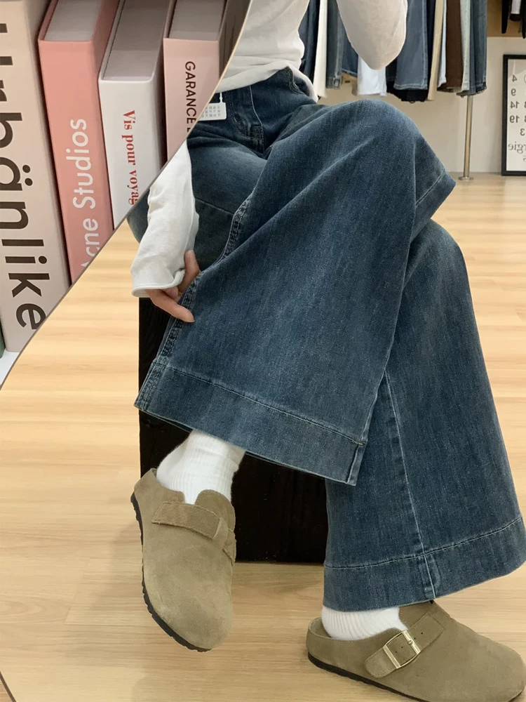 Quần jean loe nữ, mùa xuân, size lớn, cạp cao, dáng rộng, co giãn, tôn dáng, dành cho người có thân hình quả lê, quần ống chuông