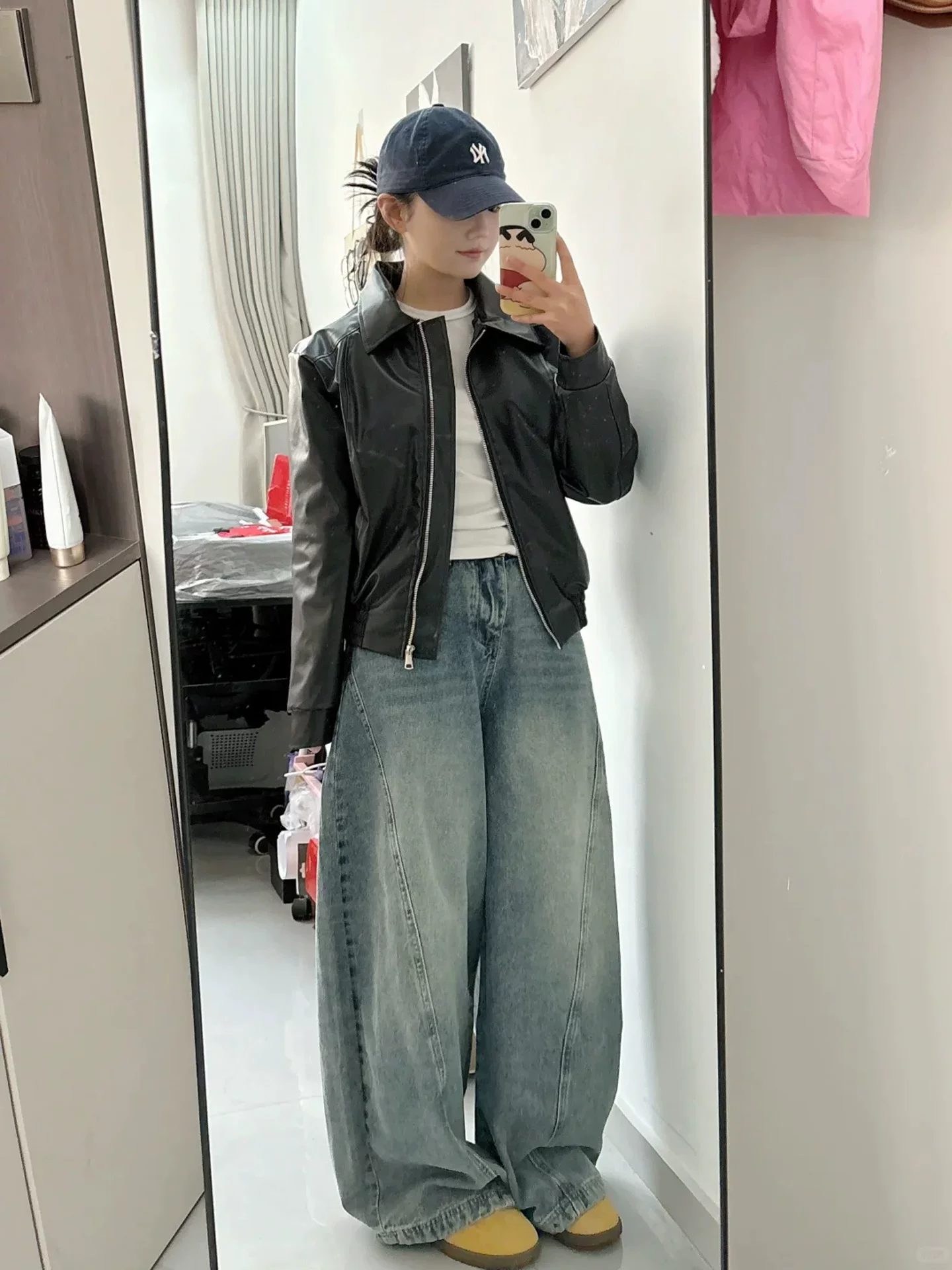 Quần jean nữ kiểu Mỹ, vạt cong, thu đông 2025, size lớn, cạp cao, dáng rộng, tôn dáng, dành cho người có thân hình quả lê, quần ống rộng