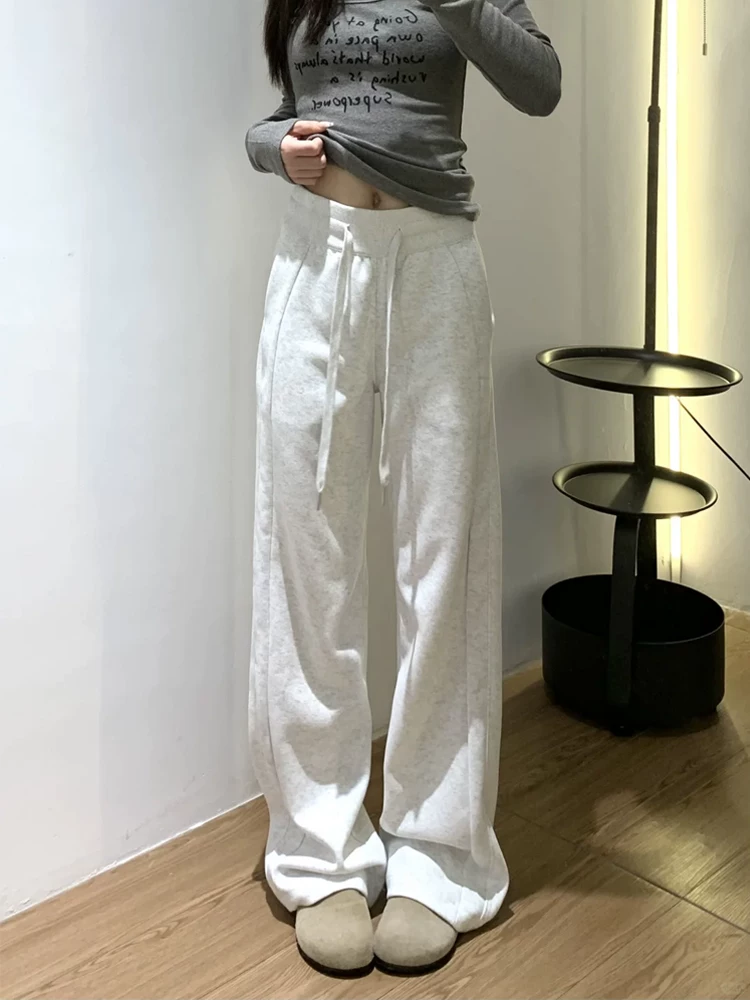 Quần thể thao nữ mùa thu 2025, size lớn, cạp cao, dáng rộng, suôn, tôn dáng, ống rộng