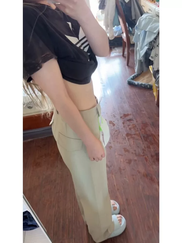 Quần âu màu mơ dành cho nữ, size lớn mùa hè, cạp cao, dáng rộng, tôn dáng, phù hợp với dáng người hình quả lê, quần cargo ống rộng dáng thẳng.