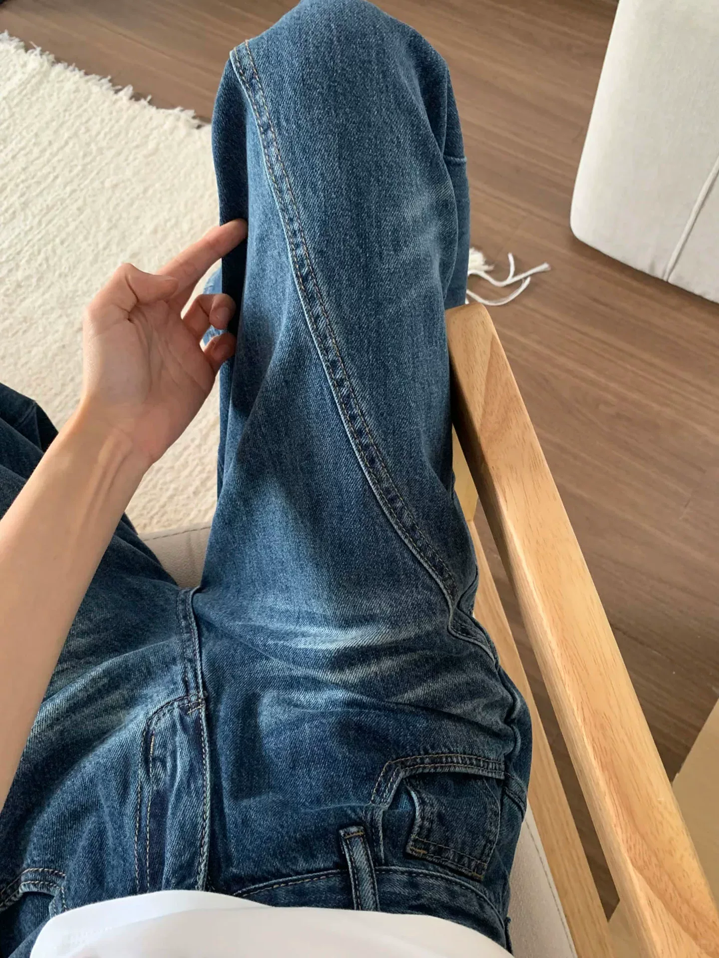 Quần jean ống rộng kiểu Mỹ cổ điển dành cho nữ, phong cách mùa hè mới, cỡ lớn, lưng cao, dáng rộng, thon gọn, dáng quả lê, quần hình lưỡi kiếm.