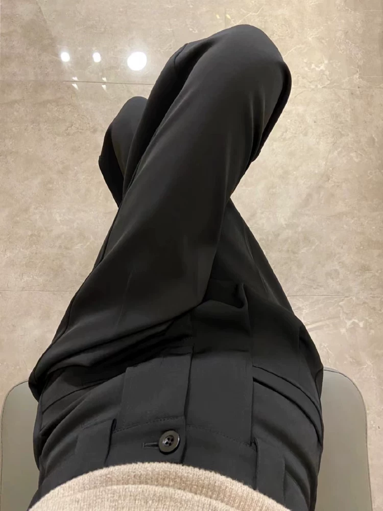 Quần âu dành cho phụ nữ hơi mũm mĩm, cỡ lớn mùa hè, cạp cao, che hông, mềm mại, tôn dáng, quần ống rộng kiểu giản dị mang lại cảm giác cao cấp.