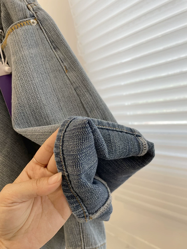 Quần short denim cổ điển dáng quả lê dành cho nữ, kiểu dáng mỏng mùa hè, cỡ lớn, lưng cao, dáng rộng, dáng suông, dáng rộng, quần short dài vừa phải.