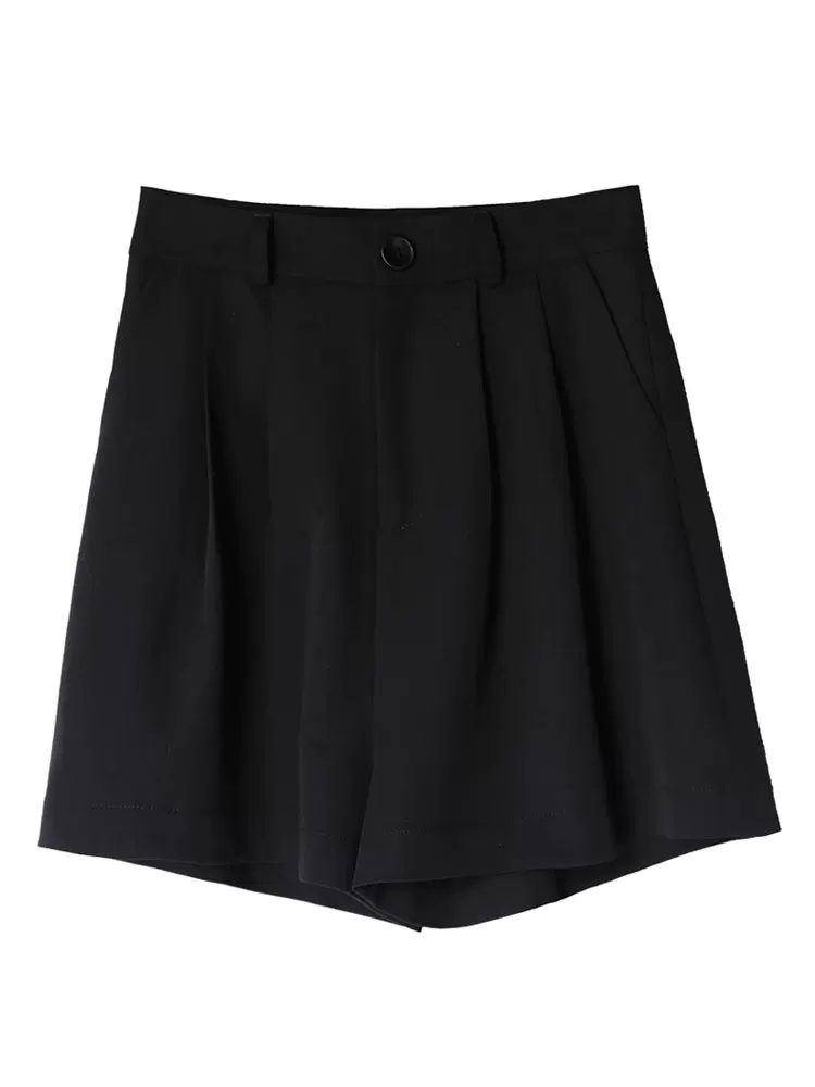 Quần short dáng rộng màu đen cao cấp, chất liệu mỏng nhẹ mùa hè, kiểu dáng ôm dáng quả lê, dành cho nữ, size lớn, che hông, giúp thon gọn.