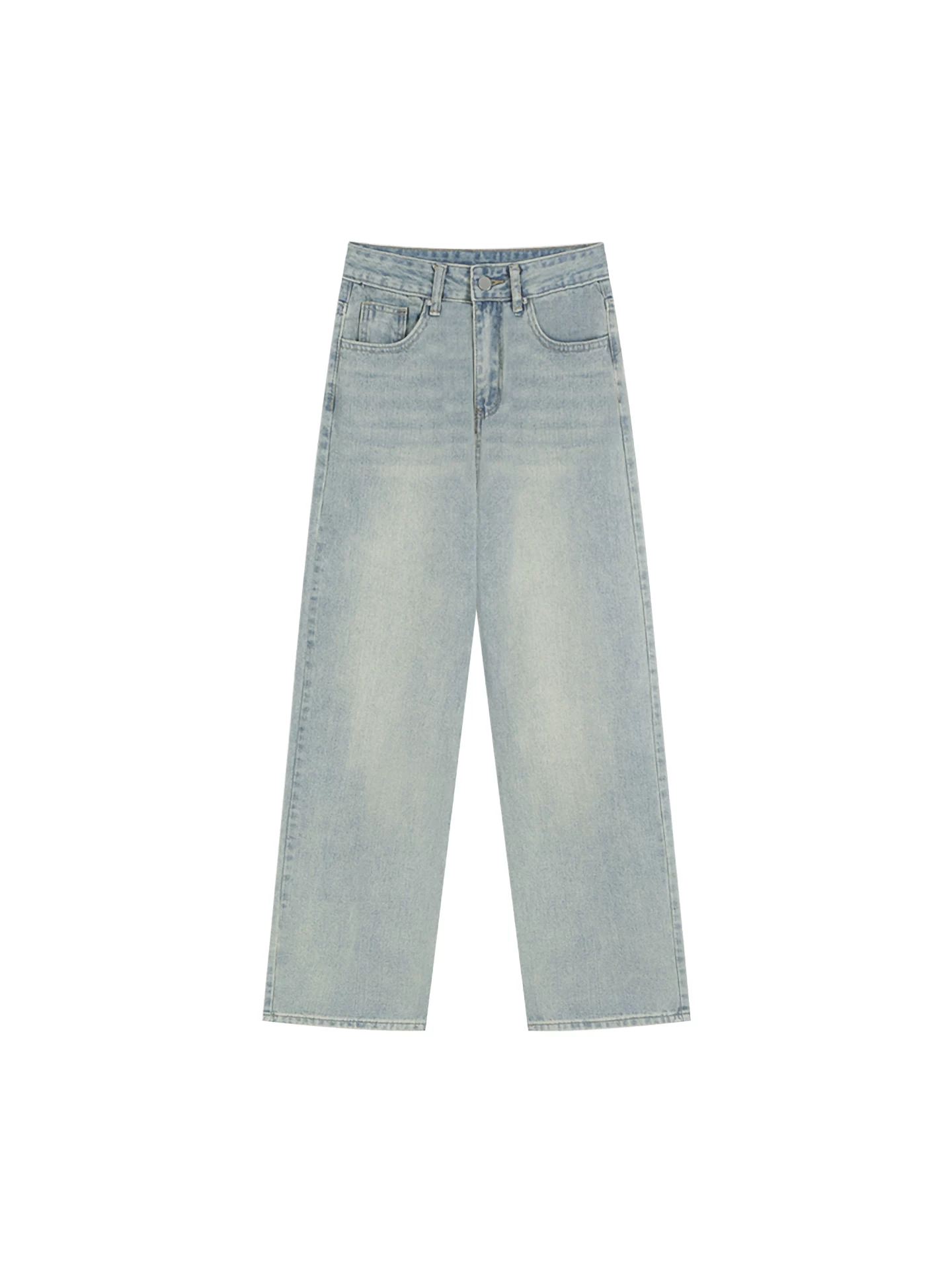 Quần jean ống thẳng dày lót lông cừu dành cho nữ, mùa thu đông, cỡ lớn, lưng cao, dáng rộng, giảm béo, dáng quả lê, quần ống rộng