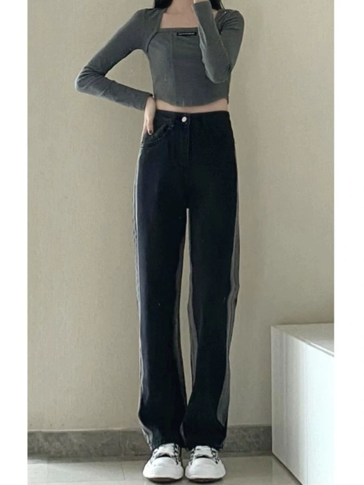 Quần jean định hình dáng quả lê dành cho nữ, lót lông cừu, dày dặn, cỡ lớn, dành cho phụ nữ béo, hông rộng và đùi dày, quần cạp cao, ống thẳng, quần ống rộng