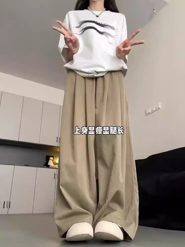 Quần Yamamoto màu xanh xám dành cho nữ, cỡ lớn mùa hè, lưng cao, dáng rộng, xếp nếp, thon gọn, dáng quả lê, quần ống rộng thông thường