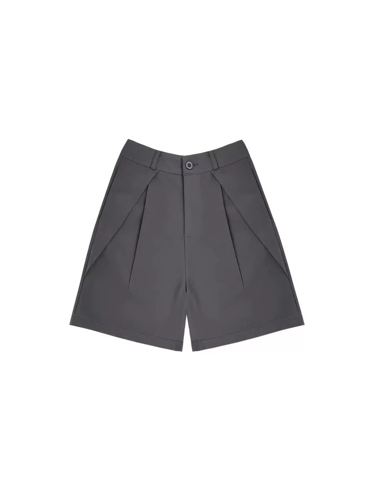 Quần short dáng quả lê dành cho nữ, kiểu dáng mỏng mùa hè, cỡ lớn, lưng cao, che hông, mềm mại, tôn dáng, quần ống rộng dài vừa phải, phong cách giản dị