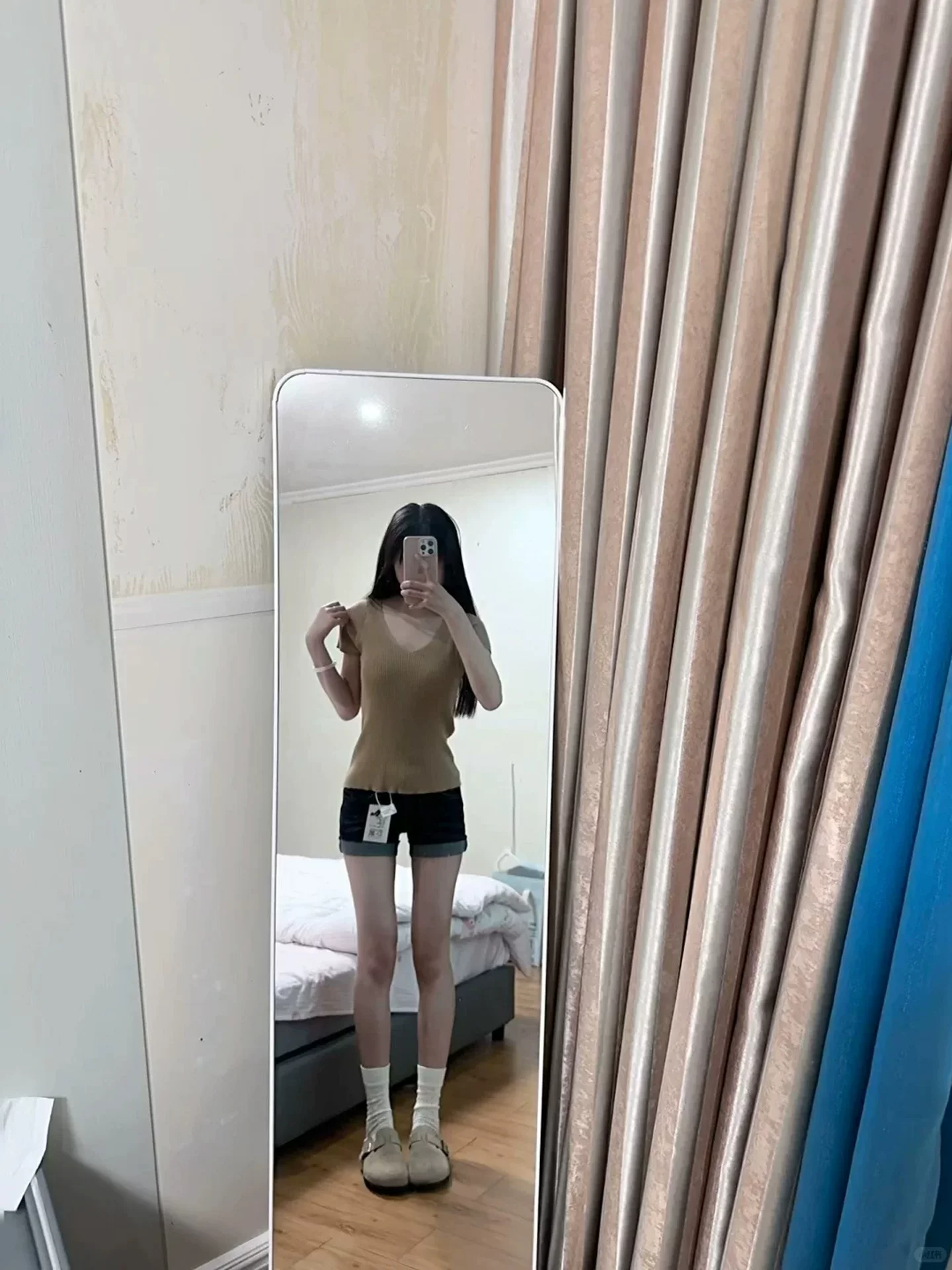 Quần short denim viền xù màu xanh đậm dành cho nữ, size lớn mùa hè, cạp cao, co giãn, tôn dáng, quần ống rộng dáng chữ A gợi cảm.