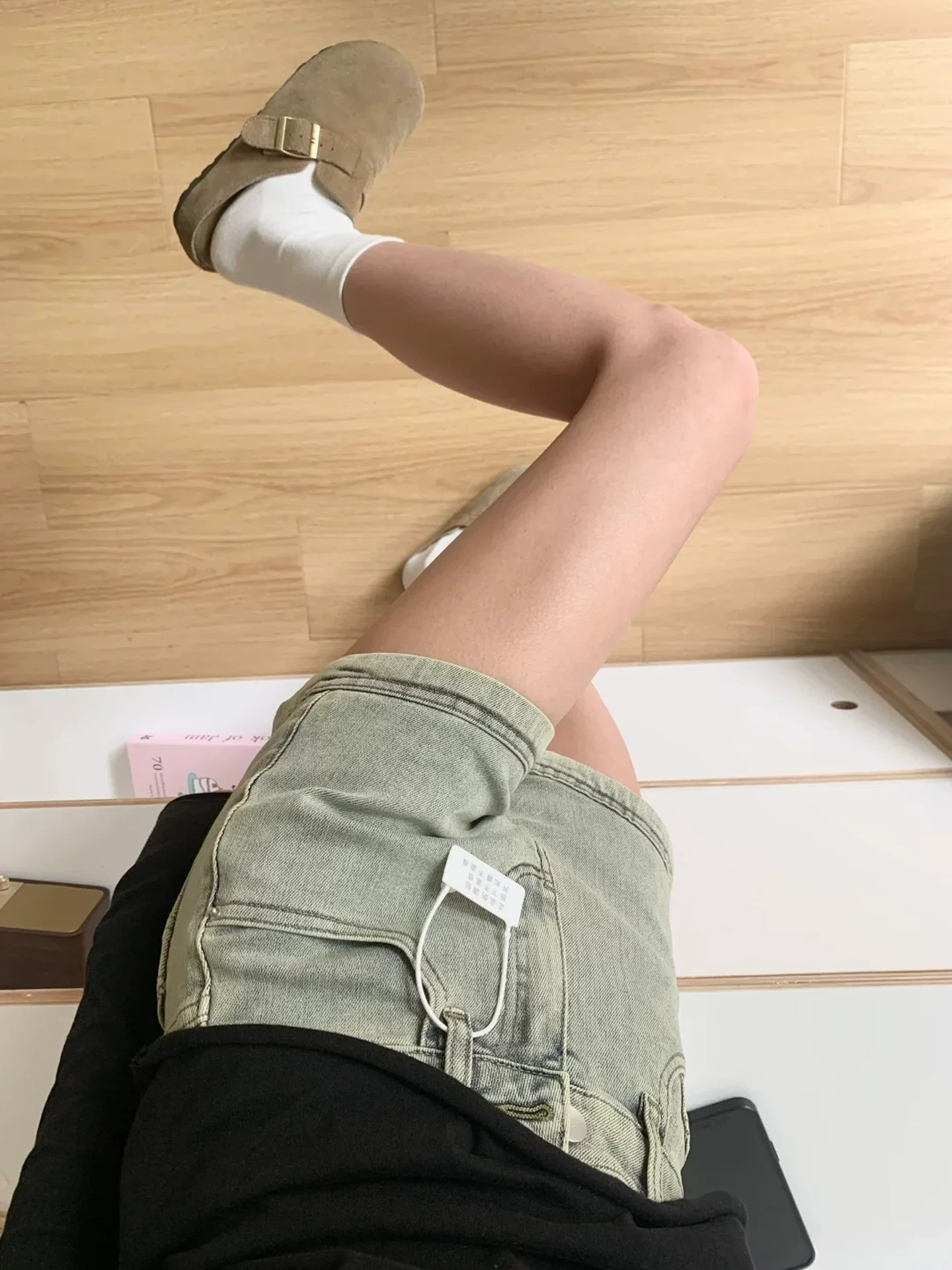 Quần short denim chữ A kiểu Mỹ dành cho nữ, cỡ lớn mùa hè, lưng cao, co giãn, che hông, giảm béo, quần ống rộng hot girl