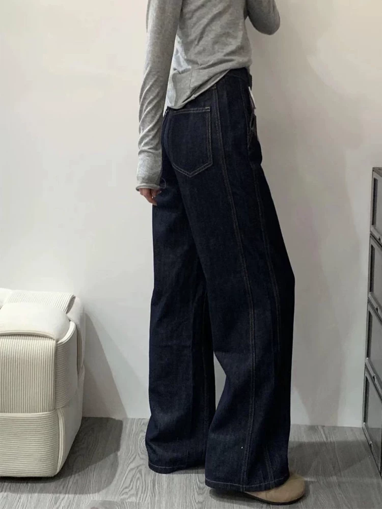 Quần jean ống đứng nữ, kiểu mới thu đông 2025, size lớn, cạp cao, dáng rộng, dành cho người có dáng quả lê, quần ống rộng