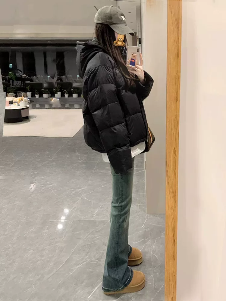 Quần jean ống đứng ống loe dày dặn lót lông màu xanh cổ điển dành cho nữ, mùa thu đông, cỡ lớn, cạp cao, co giãn, quần ống loe thon gọn.