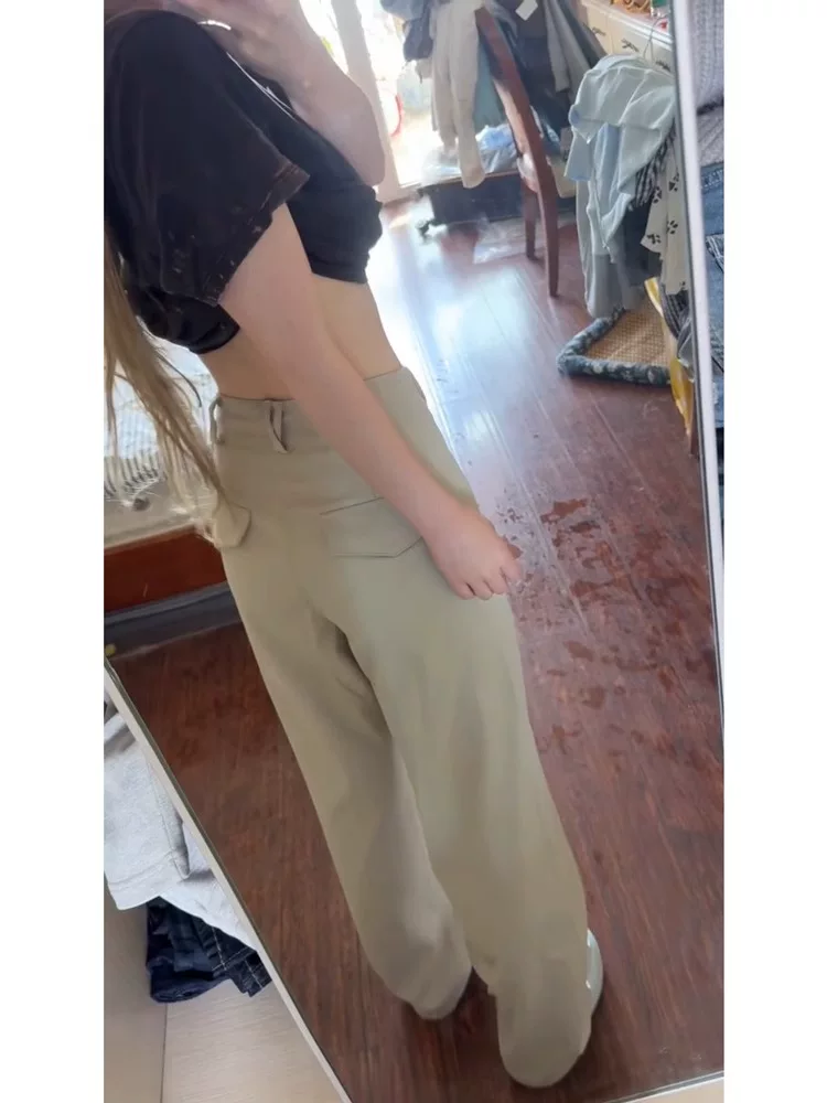 Quần âu màu mơ dành cho nữ, size lớn mùa hè, cạp cao, dáng rộng, tôn dáng, phù hợp với dáng người hình quả lê, quần cargo ống rộng dáng thẳng.
